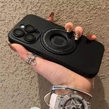 Роскошный матовый чехол Magsafe с беспроводной зарядкой для iPhone 11 12 13 14 15 Pro Max Plus, чехол-бампер с магнитным кольцом и кронштейном For iPhone 11Pro