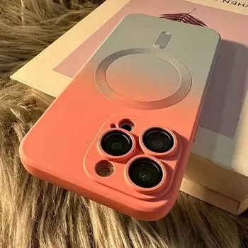 Роскошный матовый чехол Magsafe с беспроводной зарядкой для iPhone 14 13 12 15 Pro Max Plus, мягкий магнитный бампер, градиентный цветной чехол