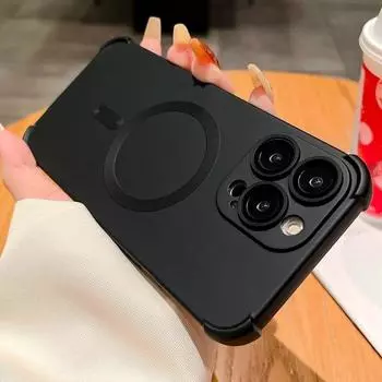 Роскошный матовый чехол Magsafe с беспроводной зарядкой для iPhone 12 13 14 15 Pro Max, магнитный противоударный чехол-бампер For iPhone 12 серебряный