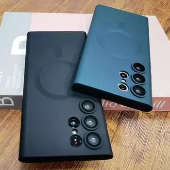 Роскошный чехол Magsafe с беспроводной магнитной зарядкой для Samsung Galaxy S25 S24 S23 S22 S21 Ultra Plus, мягкий силиконовый чехол S 23 22 21 For Samsung S21 темно-зеленого