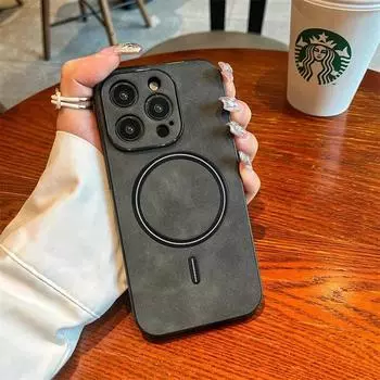 Роскошный матовый кожаный магнитный чехол для iPhone 15 14 13 11 12 Pro Max Plus, чехлы для Magsafe, чехол для беспроводной зарядки, аксессуары For iPhone 15 ProMax