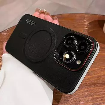 Роскошный матовый кожаный магнитный чехол для телефона Magsafe для iPhone 16 15 14 13 12 Pro Max с беспроводной зарядкой, противоударный бампер For iPhone 16 Pro Max белый