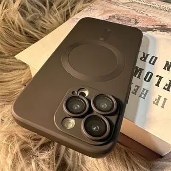 Роскошный матовый магнитный чехол для беспроводной зарядки Magsafe для Iphone 11 12 13 14 Pro Max Plus, противоударный силиконовый мягкий чехол с объективом for iphone 11 серебряный