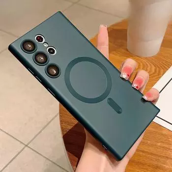 Роскошный матовый магнитный чехол для телефона Samsung Galaxy S24 Ultra S23 FE, стекло с беспроводной зарядкой, защита объектива, мягкий противоударный чехол For S24 белый