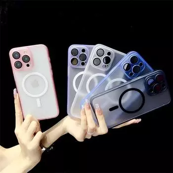 Роскошный матовый магнитный чехол с ледяным туманом для iPhone 15 Pro Max 14 Plus 13 12 11 Pro, универсальный чехол с защитой от падений и пленкой для объектива iPhone 15 Pro Max чёрный