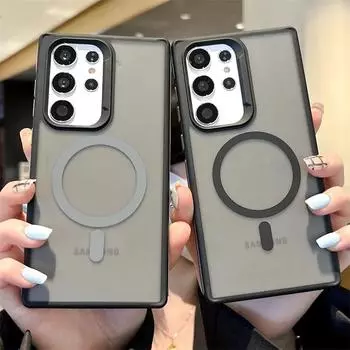 Роскошный матовый полупрозрачный бронированный противоударный чехол для Samsung Galaxy S24 S23 S22 Ultra Plus для магнитного беспроводного зарядного чехла Magsafe For Samsung S24 Ultra белый
