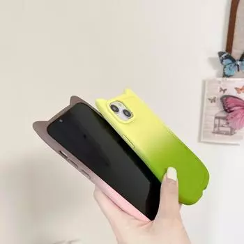 Роскошный матовый жидкий силиконовый чехол-бампер с кошачьими ушками для iPhone 15 14 13 12 11 Pro X XS XR Max 8 7 Plus/Huawei P50, милый мультяшный градиентный цветной чехол For iPhone 7Plus синий