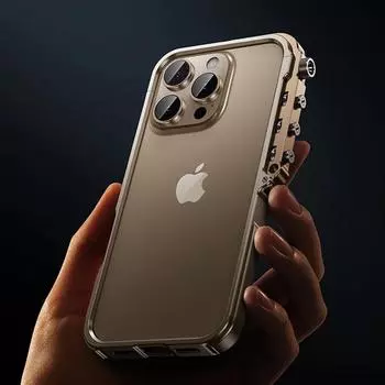 Роскошный механический металлический бампер бронированный чехол для телефона iPhone 16 15 Pro Max 16Pro 15Pro алюминиевый сплав съемный противоударный чехол For iPhone 16 Pro Max чёрный