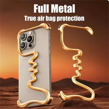 Роскошный металлический 3D полый чехол для телефона iPhone 16 15 14 Pro Max 16Plus 15Pro алюминиевый сплав Track Shell Air Bag противоударный чехол iPhone 16 Pro Max серый