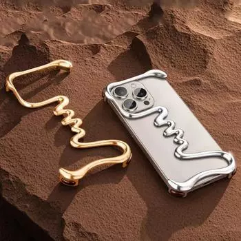 Роскошный металлический безрамочный чехол для телефона iPhone 16 15 14 Pro Max с рамкой для рассеивания тепла, защитный тонкий чехол для iPhone 16 Pro Max For iPhone 15 Pro Max золотой