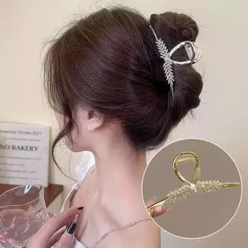 Роскошный металлический большой зажим для волос, элегантная заколка для волос в форме акулы со стразами, модные стильные аксессуары для волос, головной убор для женщин, шпилька для волос золотой