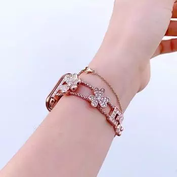 Роскошный металлический браслет для Apple Watch 38 мм, 40 мм, 41 мм, 42 мм, 44 мм, 45 мм, сменный браслет для женских часов для iwatch 7, 6, 5, 4, 3, 2, 1, ремешок