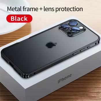 Роскошный металлический чехол-бампер для телефона для iPhone 16 15 14 Pro Max 14 15 Plus 16pro Съемная рамка с застежкой Защитная крышка для объектива iPhone 14 чёрный