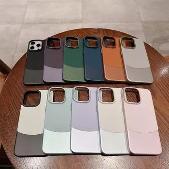 Роскошный металлический чехол для iPhone 15 с кожаными вставками — подходит для Apple 14, 13 Pro Max, 12. Жесткий корпус для максимальной защиты. iPhone15plus/14plus темно-фиолетового