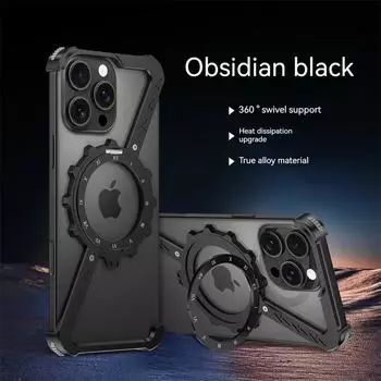 Роскошный металлический чехол для телефона из алюминиевого сплава в форме буквы Z для iPhone 16 15 14 13 Pro Max Plus, защитный чехол, противоударный бампер, вращающийся на 360° iPhone 13 чёрный