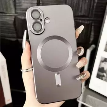 Роскошный металлический матовый магнитный чехол Magsafe Armor для iPhone 16 15 14 Pro Max Plus 13 12 11 противоударный чехол iPhone 16 Pro Max чёрный