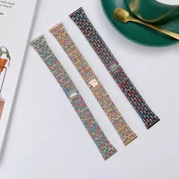 Роскошный металлический ремешок с бриллиантами 22 мм для Samsung Watch 3 45 мм / Gear S3 / Huawei GT3 GT2 Pro / Amazfit GTR 4 3 2 бриллианта Honor MagicWatch 2 46 мм Band width 20mm чёрный