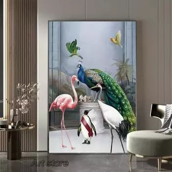 Роскошный мир животных 5DDIY Алмазная картина Павлин Зебра Слон Фламинго Приключения Настенная живопись Украшение для гостиной Full Round 20x30CM