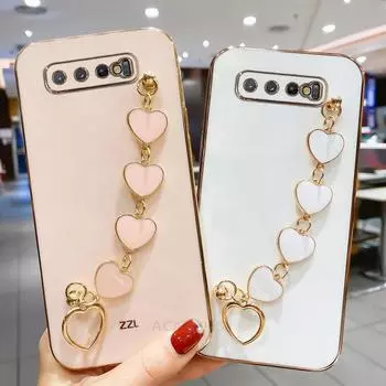 Роскошный модный чехол-браслет с покрытием Love Heart для Samsung Galaxy S10 Plus S 10, чехол на запястье S10plus Funda Coque S10 золотой/розовый