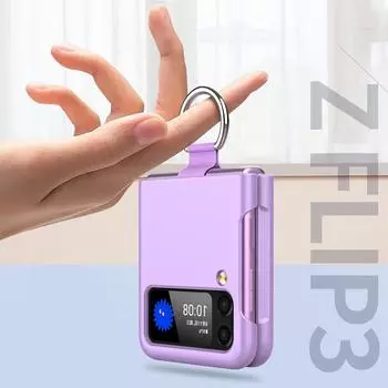 Роскошный модный чехол-держатель на палец для Samsung Galaxy Z Flip 4 Flip4 Flip 3 5g Flip3 без отпечатков пальцев, чехлы для сотовых телефонов for Samsung Z Flip 3 фиолетовый