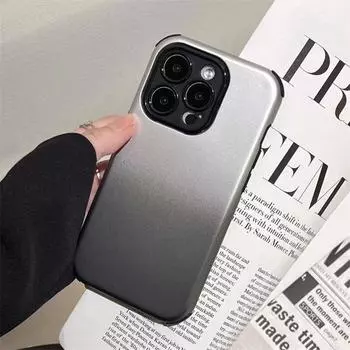 Роскошный модный чехол для телефона с градиентной металлической краской для iPhone 15 Pro Max 14 13 12 11 Pro, противоударный чехол с четырьмя углами iPhone 11 чёрный