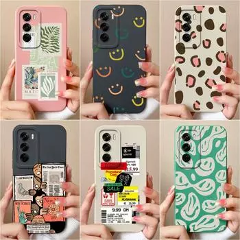 Роскошный модный чехол с этикетками для Oppo Realme Narzo N63 C63 C61 4G Reno12 F Pro, высококачественный чехол из жидкого силикона, супер-ударопрочный бампер для OPPO Oppo Reno12 5G