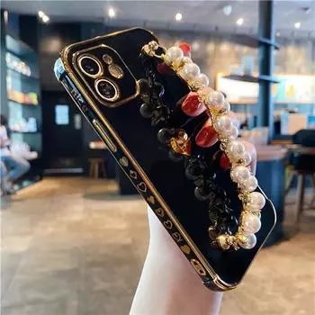 Роскошный модный чехол с жемчужным браслетом и покрытием для iPhone 14 12 Mini 13 11 Pro Max X XR XS 7 8 Plus SE SE, бампер, чехол For iPhone 12 Mini