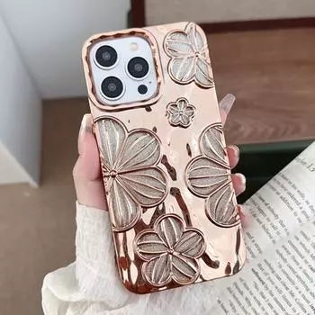 Роскошный модный гальванический градиентный чехол для телефона с цветами для iPhone 15 14 13 12 11 Pro Max противоударный чехол из ТПУ iPhone 11 чёрный