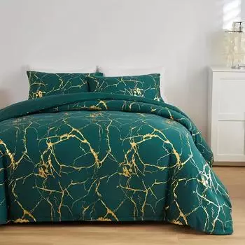 Роскошный модный комплект постельного белья с бронзовым мраморным принтом, мягкий, удобный комплект постельного белья для спальни, гостевой комнаты 135X200cm