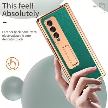 Роскошный модный кожаный чехол для мобильного телефона для Samsung Galaxy Z Fold 4 5g Fold3 Fold4 Fold2 Fold 3 2, крышка из закаленного стекла for Samsung Z Fold 4 чёрный