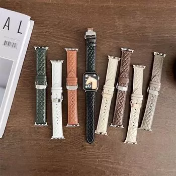 Роскошный модный кожаный ремешок для часов с ромбом для Apple iwatch S10 ultra2 S9 s8 S7 6 5 4 3 2 SE3 сменный ремешок для часов 45 мм 44 мм 41 мм 42 мм 49 мм 46 мм 49/45/44/42/46S10 белый