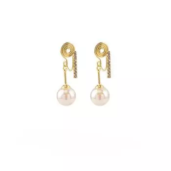 Роскошный модный кулон с искусственным жемчугом, элегантная спираль от комаров, без пирсинга, со стразами, зажим для ушей, женский