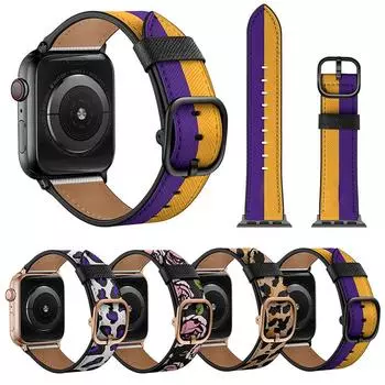 Роскошный модный леопардовый кожаный браслет, ремешки для часов для Apple Watch, ремешок 40 мм, 42 мм, 44 мм, 41 мм, 45 мм, 49 мм, серии 8, 7, 6, 5, 4 SE, Ultra iWatch, браслет For 38mm 40mm 41mm чёрный/коричневый