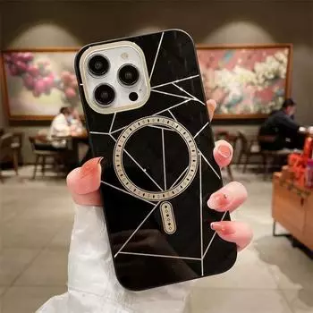 Роскошный модный магнитный чехол для телефона с гальванической полоской для iPhone 14 13 12 Pro Max, противоударный чехол iPhone 12 белый