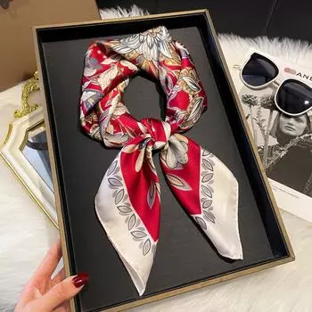 Роскошный модный принт 70*70 см шелковый квадратный шарф женский мягкий атласный ободок для волос шейный платок галстук женский ободок фуляр лента для сумки
