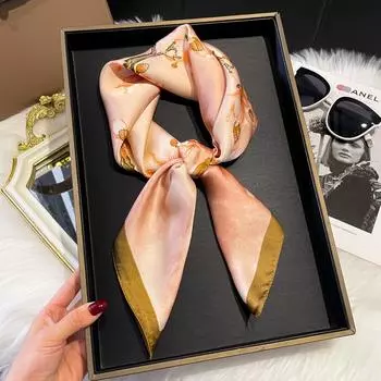 Роскошный модный принт 70*70 см шелковый квадратный шарф женский мягкий атласный ободок для волос шейный платок галстук женский ободок фуляр лента для сумки