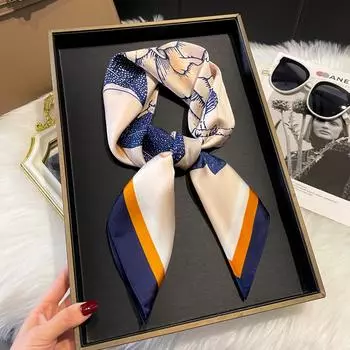 Роскошный модный принт 70*70 см шелковый квадратный шарф женский мягкий атласный ободок для волос шейный платок галстук женский ободок фуляр лента для сумки