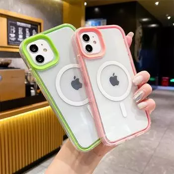Роскошный модный прозрачный магнитный чехол для телефона для iPhone 15 14 13 12 11 Pro Max противоударный чехол iPhone 11 белый