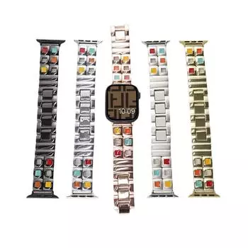 Роскошный модный ремешок для Apple Watch Series9 8 7 6 5 4 3 2 Se 41 45 мм ремешок из нержавеющей стали для браслета IWatch Ultra 40 44 мм 38 42 мм 38 40 41mm чёрный