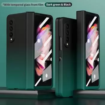 Роскошный модный удобный складной чехол для Samsung Galaxy Z Fold 3 5g Fold3 Fold2 Fold 2 со стеклянной защитной пленкой for Galaxy Z Fold 3
