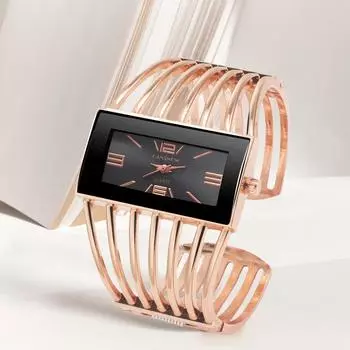 Роскошный модный уникальный дизайн с квадратным циферблатом, женский браслет из сплава, кварцевые часы