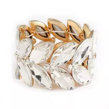 Роскошный модный универсальный эластичный браслет с бриллиантами, браслет на руку серебро белый