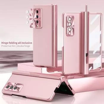 Роскошный модный защитная пленка из закаленного стекла, чехол для Samsung Galaxy Z Fold3 Fold4 Fold 4 5g Fold 3, складной чехол с держателем ручки For Samsung Z Fold 4 серебряный