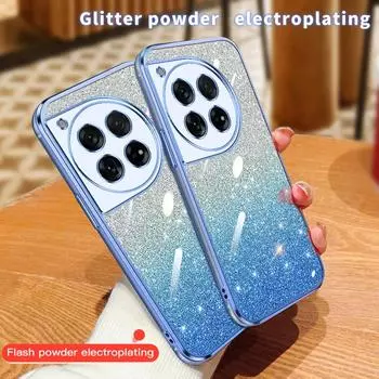 Роскошный мягкий чехол для телефона с градиентным блестящим покрытием для OnePlus 12 One Plus 12, противоударная задняя крышка, принципиально For OnePlus 12 розовый