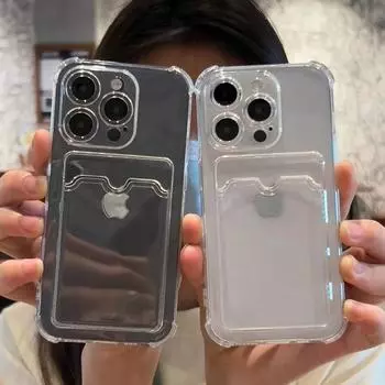 Роскошный мягкий чехол для телефона с карточкой для iPhone 15 14 13 12 11 Pro Max Mini X XS Max XR, прозрачный бампер For iPhone XS Max