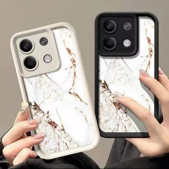 Роскошный мягкий чехол для телефона TPU с мраморной текстурой для Xiaomi 13T Pro Poco F6 X6 X5 Redmi Note 13 12 11 Pro 10, защитный матовый противоударный чехол для объектива Xiaomi 13T / 13T Pro чёрный