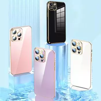 Роскошный мягкий чехол из ТПУ с позолоченным краем для iPhone 15 14 13 11 Pro Max 7 8 Plus XR Xiaomi 13T Redmi 13C Note 12S 11 противоударная задняя крышка for iPhone 11