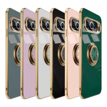 Роскошный мягкий магнитный чехол для телефона с 6D покрытием для Google Pixel 9 Pro XL 7A 8A 7 8 с металлическим кольцом-держателем и подставкой, задняя крышка For Pixel 7 серый