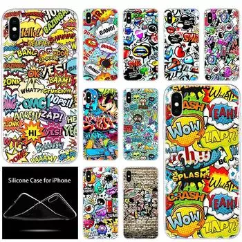 Роскошный мягкий силиконовый чехол для телефона с милыми мультяшными граффити для Apple iPhone 11 Pro XS Max X XR 6 6S 7 8 Plus 5 5S SE модный чехол iPhone 5 5S SE