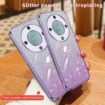 Роскошный мягкий силиконовый чехол из ТПУ с градиентным блестящим покрытием для Honor X9A, HonorX9A, противоударная задняя крышка, принципиально For Honor X9A розовый